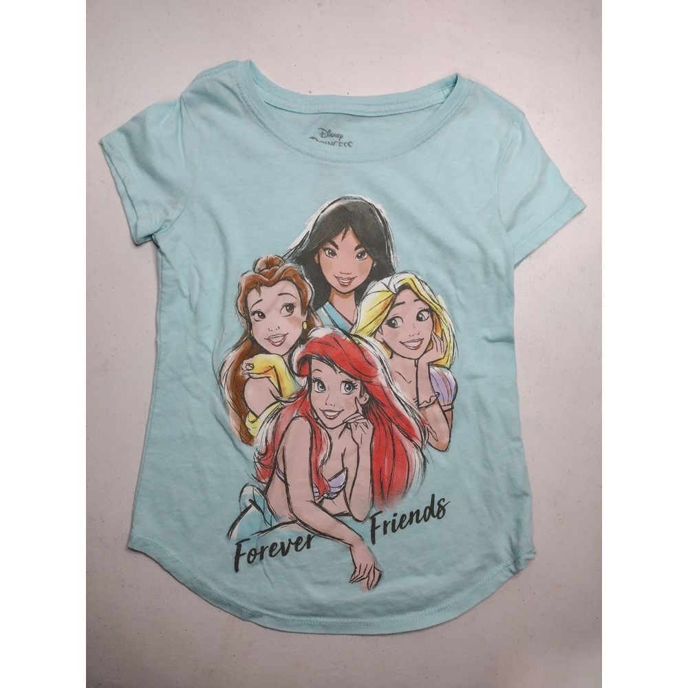 Disney Princess Girls T-Shirt Bundle Ariel Belle Jasmine Aurora Lot Size M 7-8 - Picture 2 of 4